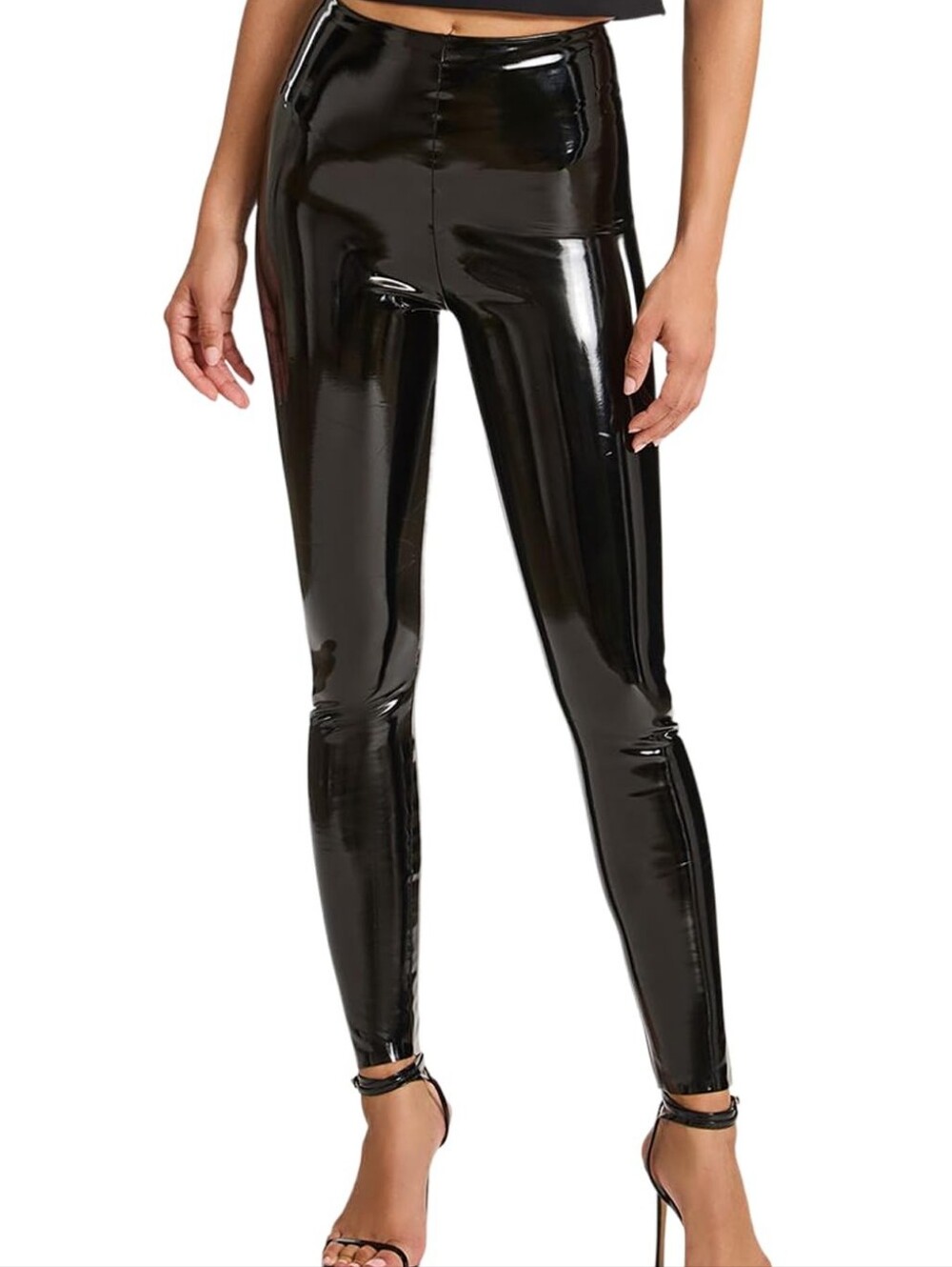 High-Shine Black Vinyl Leggings